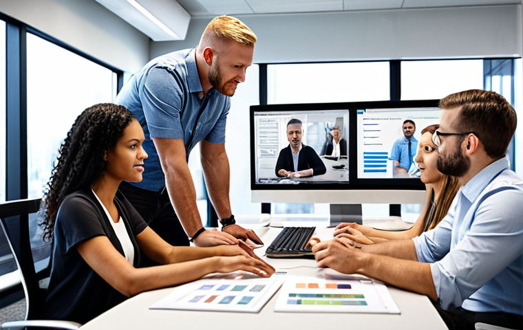**

A diverse IT team collaborating in a modern office. Focus on communication and leadership, showing the project manager facilitating a meeting, guiding team members, and fostering a positive, productive atmosphere. Emphasize teamwork, problem-solving, and clear communication of project goals.

**