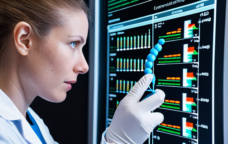 **A researcher in a modern lab, focused on a DNA sequence display, with CRISPR-Cas9 technology visualized in the background. The image should evoke hope and scientific advancement, representing the potential of gene therapy.**