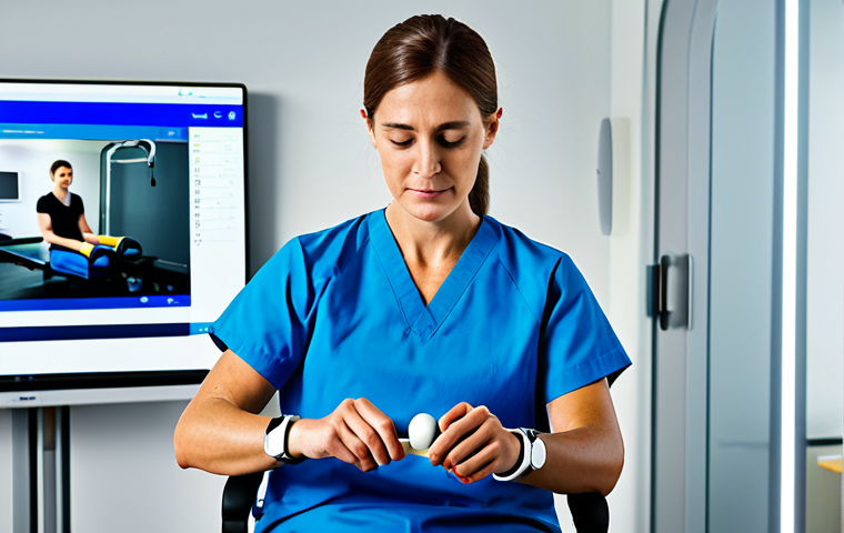 **

"A patient using a smart rehabilitation device for upper limb exercises, fully clothed, in a modern clinic setting, perfect anatomy, professional lighting, safe for work, appropriate content, family-friendly."

**
