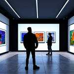 Metaverse Art Gallery**

"A vibrant, modern art gallery in a virtual metaverse environment.  Fully clothed avatars admire digital artwork displayed on the walls.  Appropriate attire. Clean, futuristic design.  Safe for work, perfect anatomy, professional digital rendering, high resolution."

**