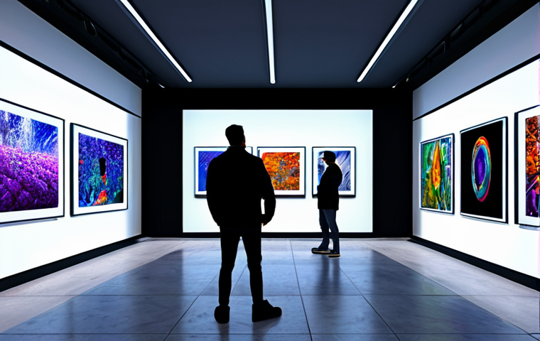Metaverse Art Gallery**
"A vibrant, modern art gallery in a virtual metaverse environment. Fully clothed avatars admire digital artwork displayed on the walls. Appropriate attire. Clean, futuristic design. Safe for work, perfect anatomy, professional digital rendering, high resolution."
**
