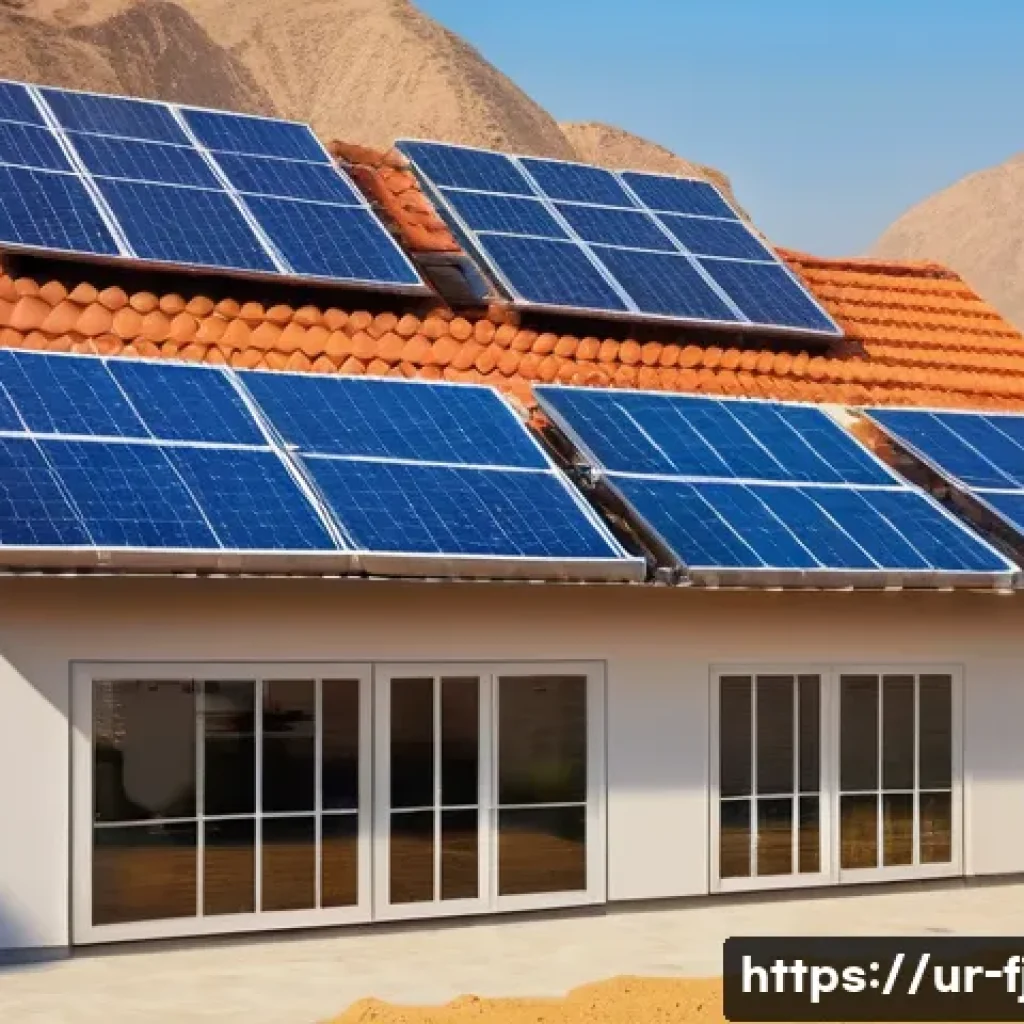 에너지 저장 시스템 전문가 - A modern residential rooftop solar panel installation with sleek lithium-ion battery storage units n...