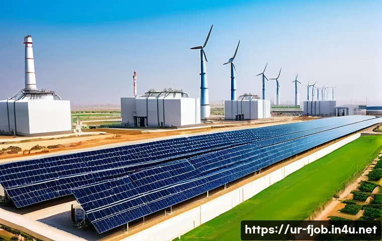 수소 에너지 전문가 - A futuristic industrial hydrogen energy plant in Pakistan, showcasing large solar panels and wind tu...