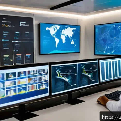 AI 기반 사이버 범죄 대응 전문가 - A high-tech cybersecurity control room in a modern office setting in Pakistan, featuring diverse pro...