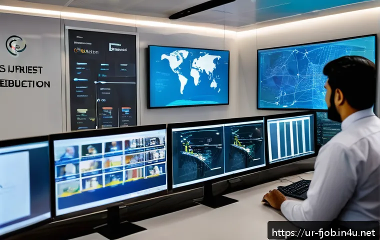 AI 기반 사이버 범죄 대응 전문가 - A high-tech cybersecurity control room in a modern office setting in Pakistan, featuring diverse pro...
